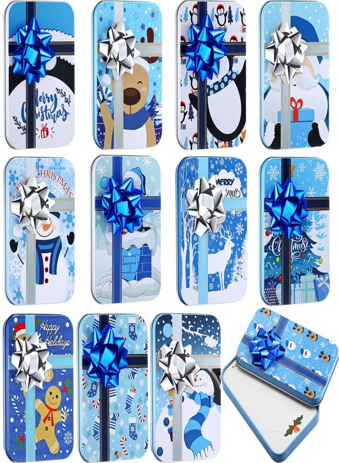 Yaocom 24 Sets Christmas Gift Card Tin Boxes Gift Card Holder Small Christmas Boxes with Lids and Flower Stickers for Money Key Holiday Xmas Stocking Stuffer, 4.9 x 3.3 x 0.7 Inch - Image 1